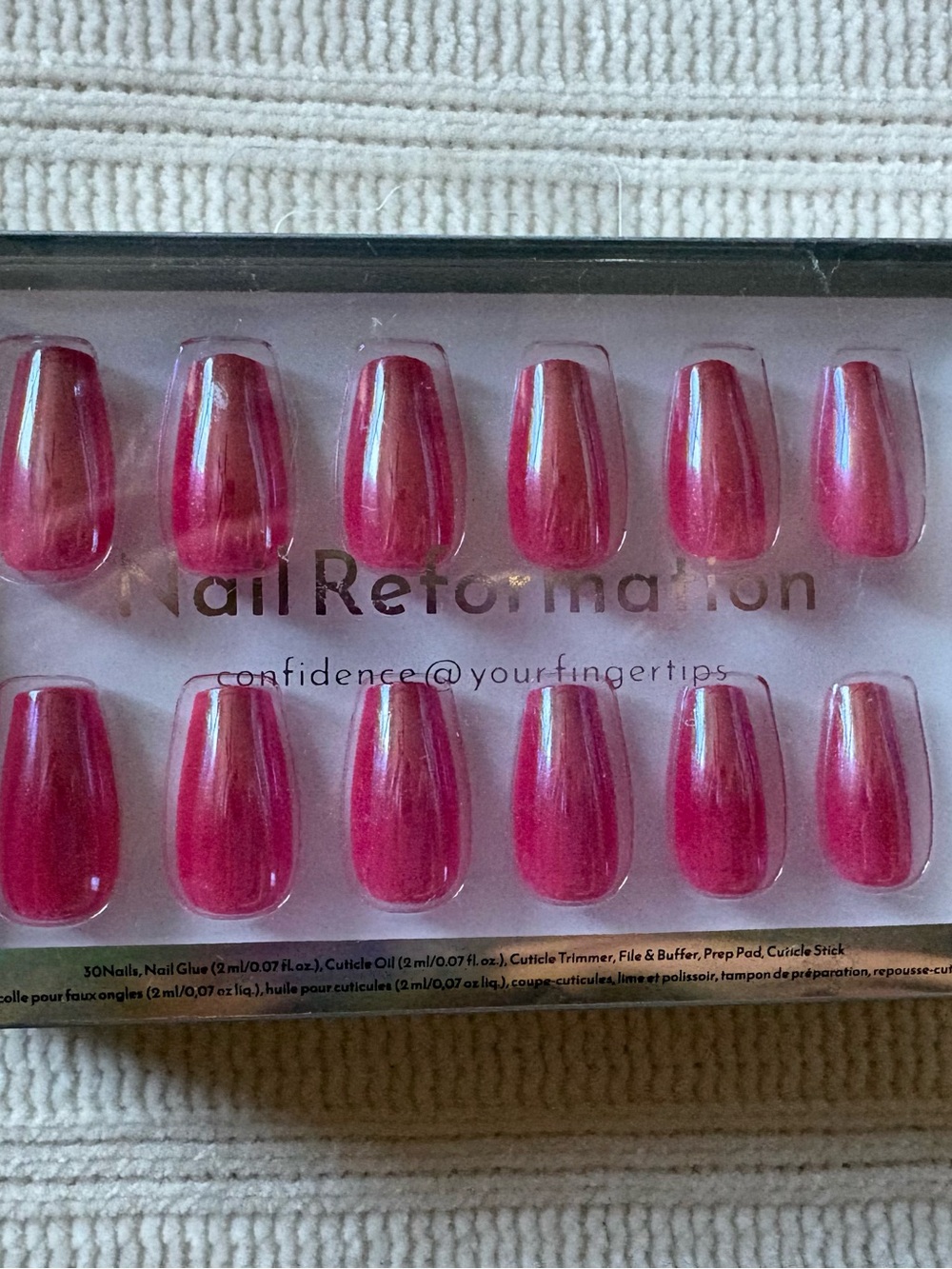Nail Reformation Short Coffin Chrome Metallic Pink Press on Nail Set Manicure